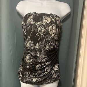 Express Black and Cream Strapless Top